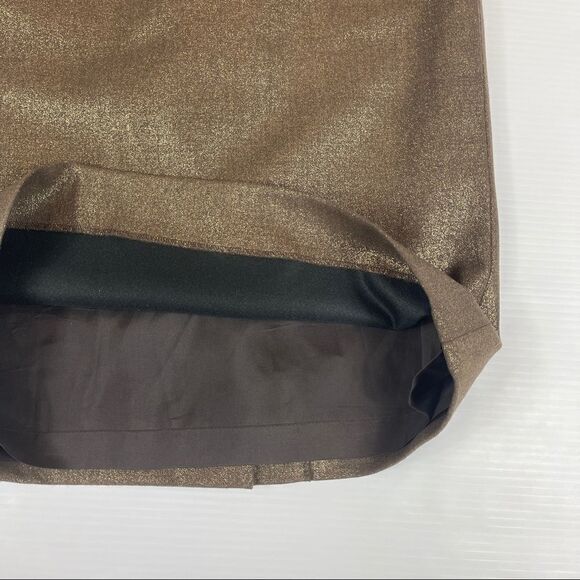 Eccoci Dress Party Cocktail Sheath Brown Gold Wool Women's 6 Bodycon - Picture 7 of 11
